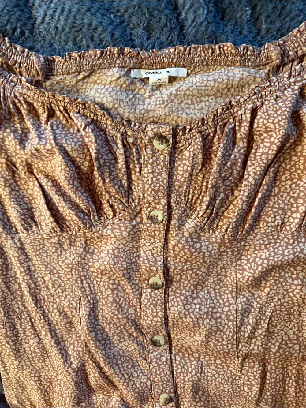O'Neill Tan Brown Speckled Button-Front Dress